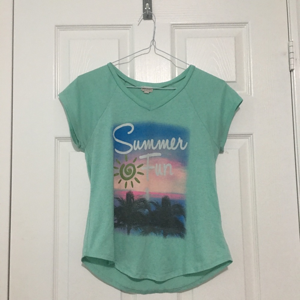 fun y2k vibe teal sea green summer graphic tee